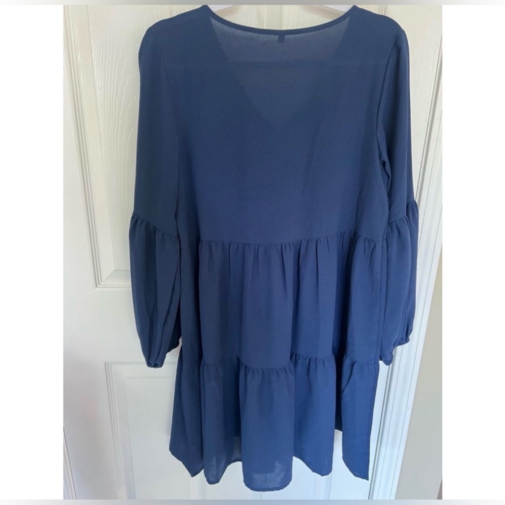Holzkary Blue Long Sleeve Ruffle Dress size small NEW - Picture 5 of 5